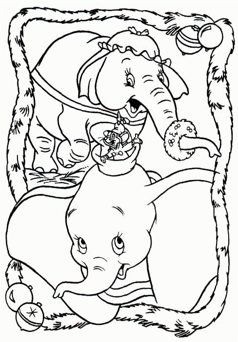 Słonik Dumbo i Boże Narodzenie kolorowanka do druku